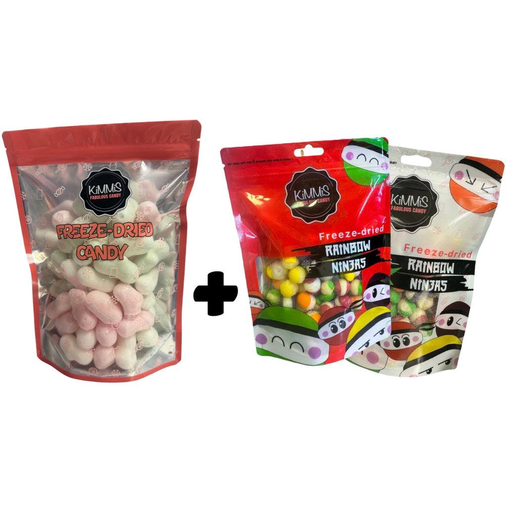 BUNDLE 1 stk Frysetørket Bilar og 2 stk Rainbow Ninjas