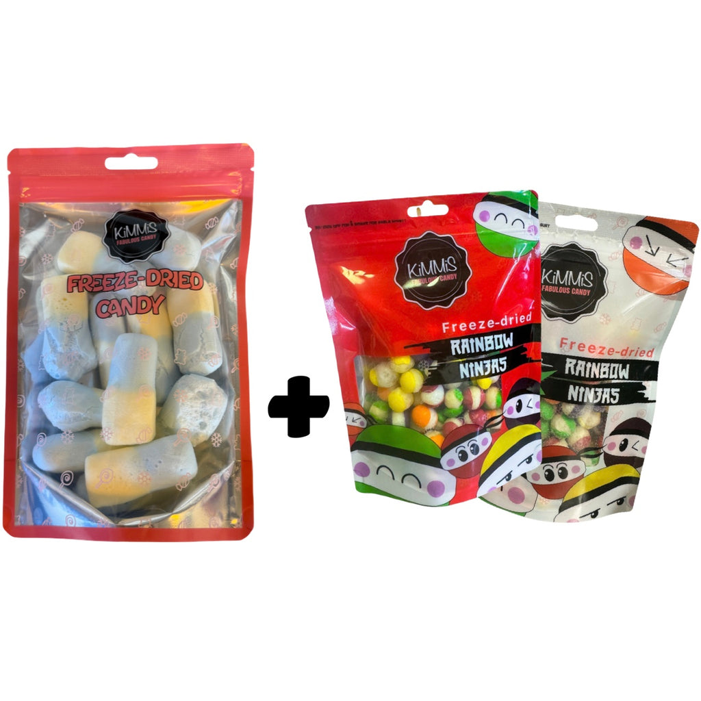 BUNDLE 1 stk Frysetørkede SQUASHIES og 2 stk Rainbow Ninjas