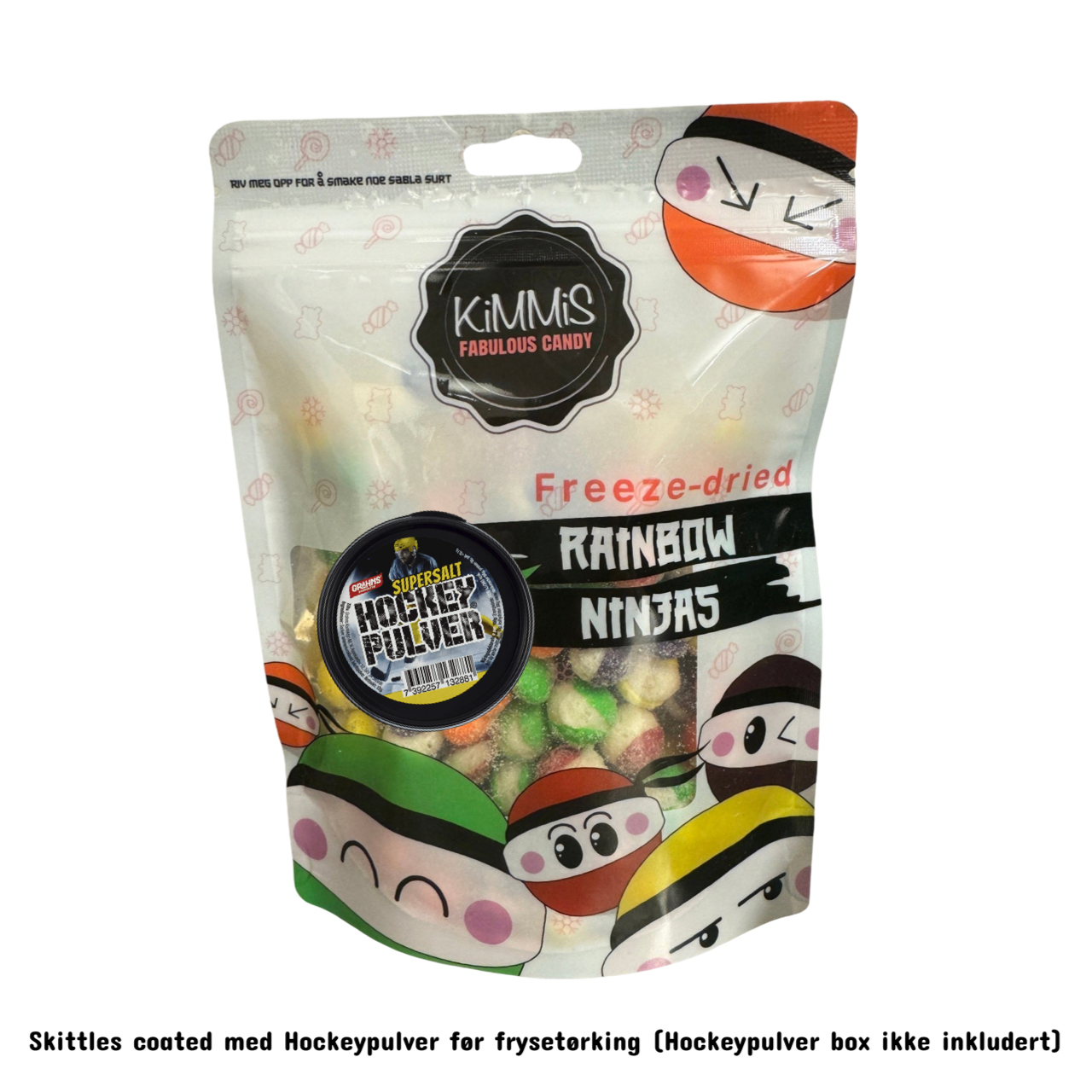 Rainbow Ninjas med smak av Hockeypulver – Frysetørket Skittles 100g