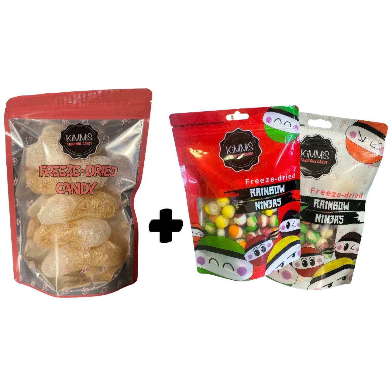 BUNDLE 1 stk Frysetørket Sure føtter og 2 stk Rainbow Ninjas