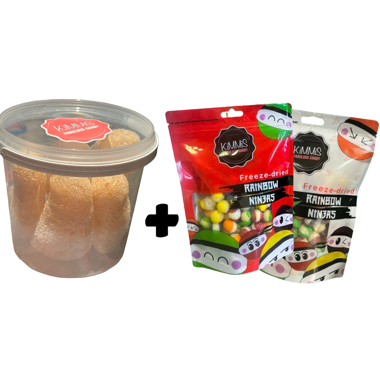 BUNDLE 1 stk Frysetørket Sure føtter og 2 stk Rainbow Ninjas