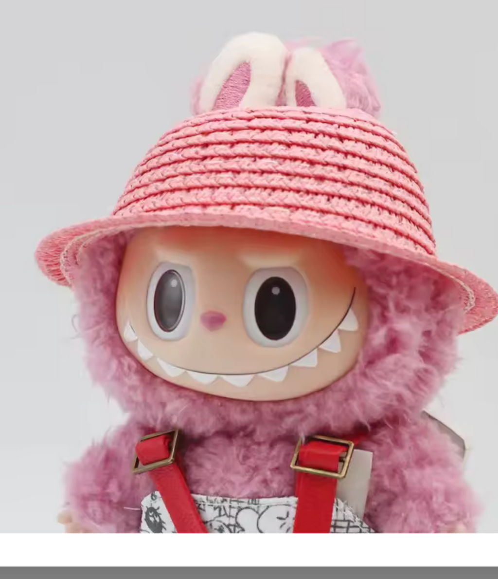 Stråhatt til Labubu (Rosa)