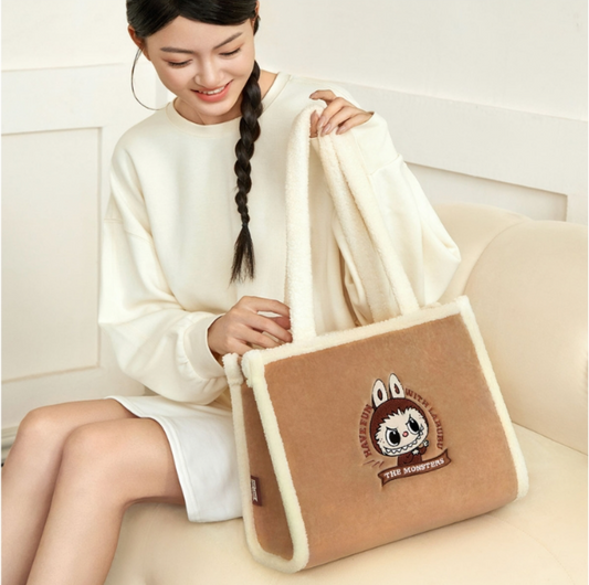 Labubu Plush Tote Bag (Brown)